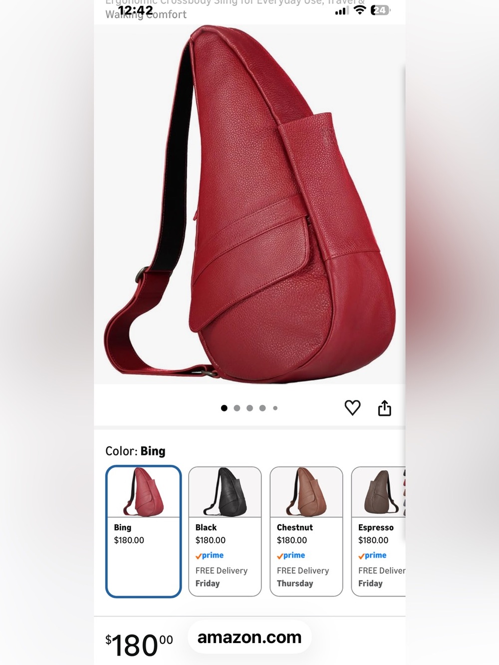 AMERI BAG RED LEATHER SLING BAG